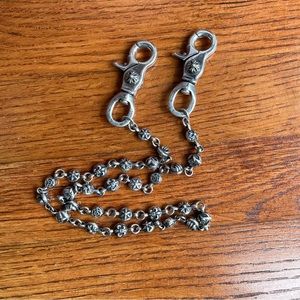 Chrome hearts double clasp multi ball long wallet chain.